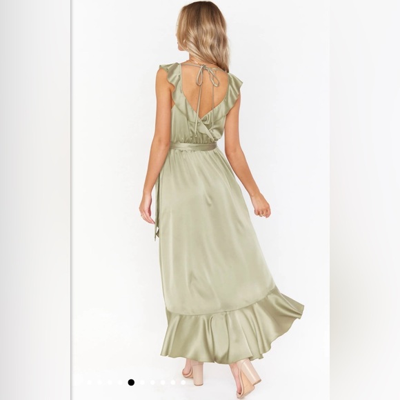 Show Me Your Mumu Samantha Ruffle Wrap Dress Moss Green NWOT - Picture 2 of 8